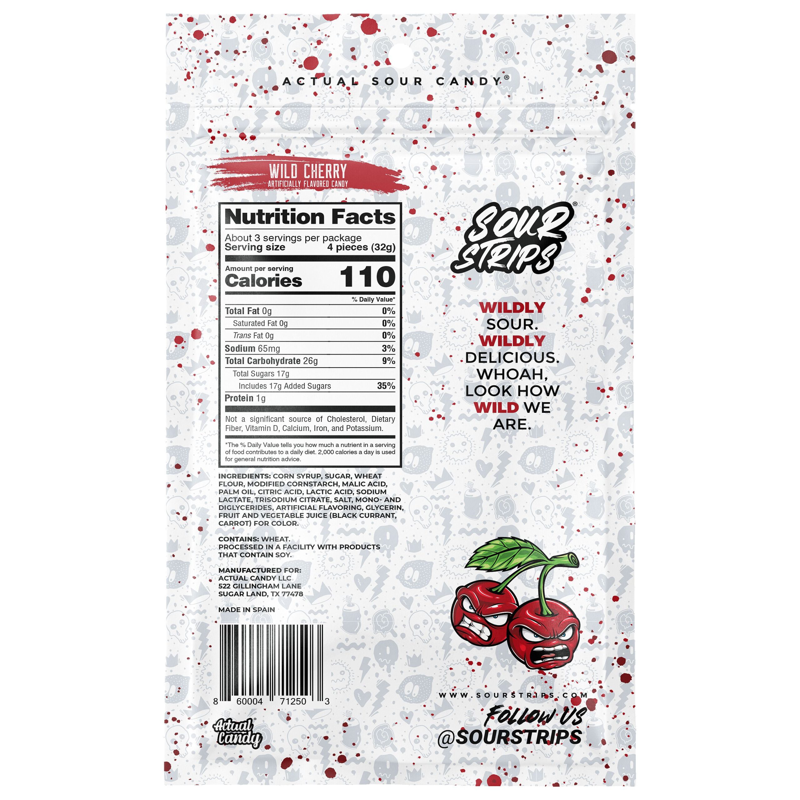 Sour Strips Wild Cherry Candy Peg Bag, 3.4oz - THE HERSHEY COMPANY