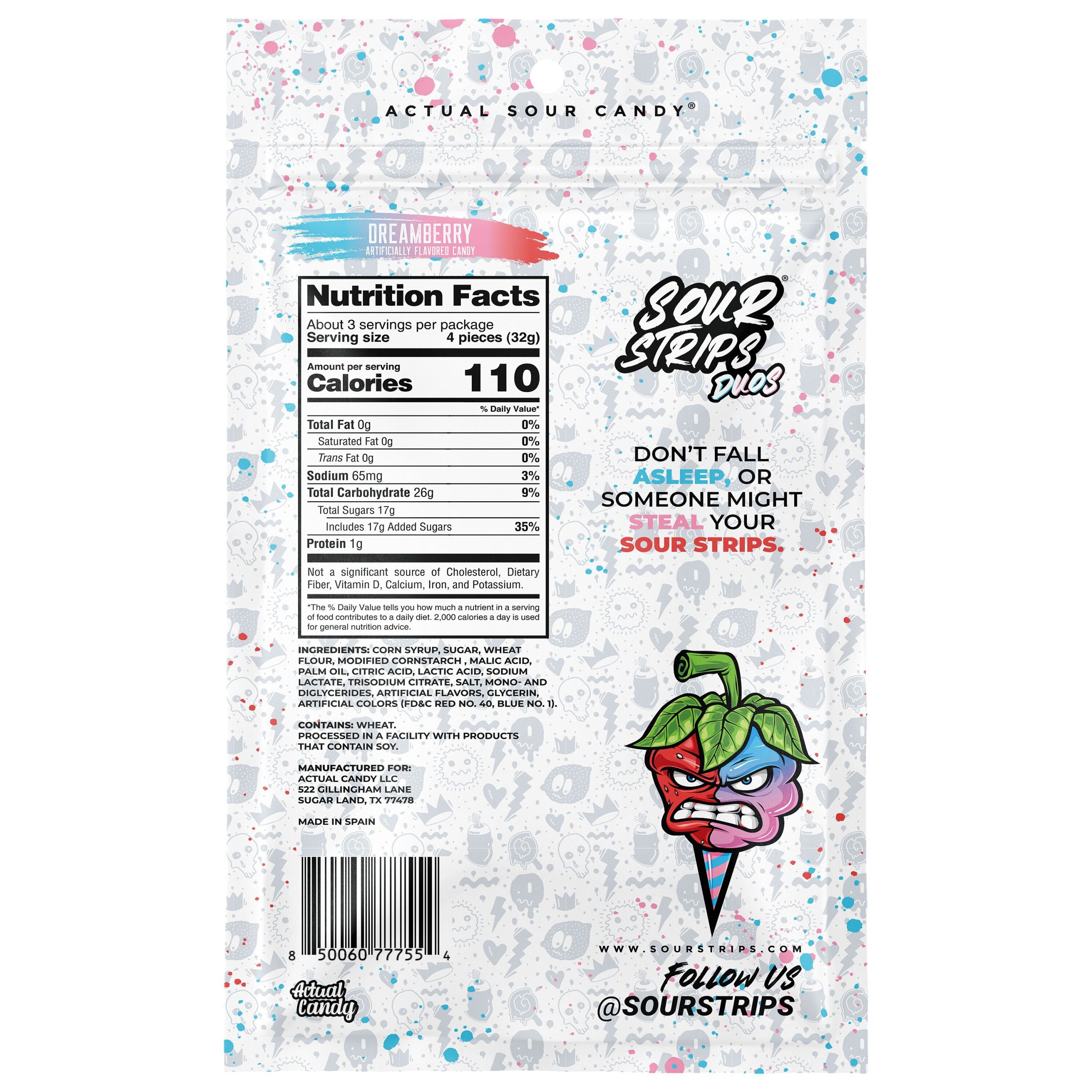 Sour Strips Dreamberry Candy Peg Bag, 3.4oz - THE HERSHEY COMPANY