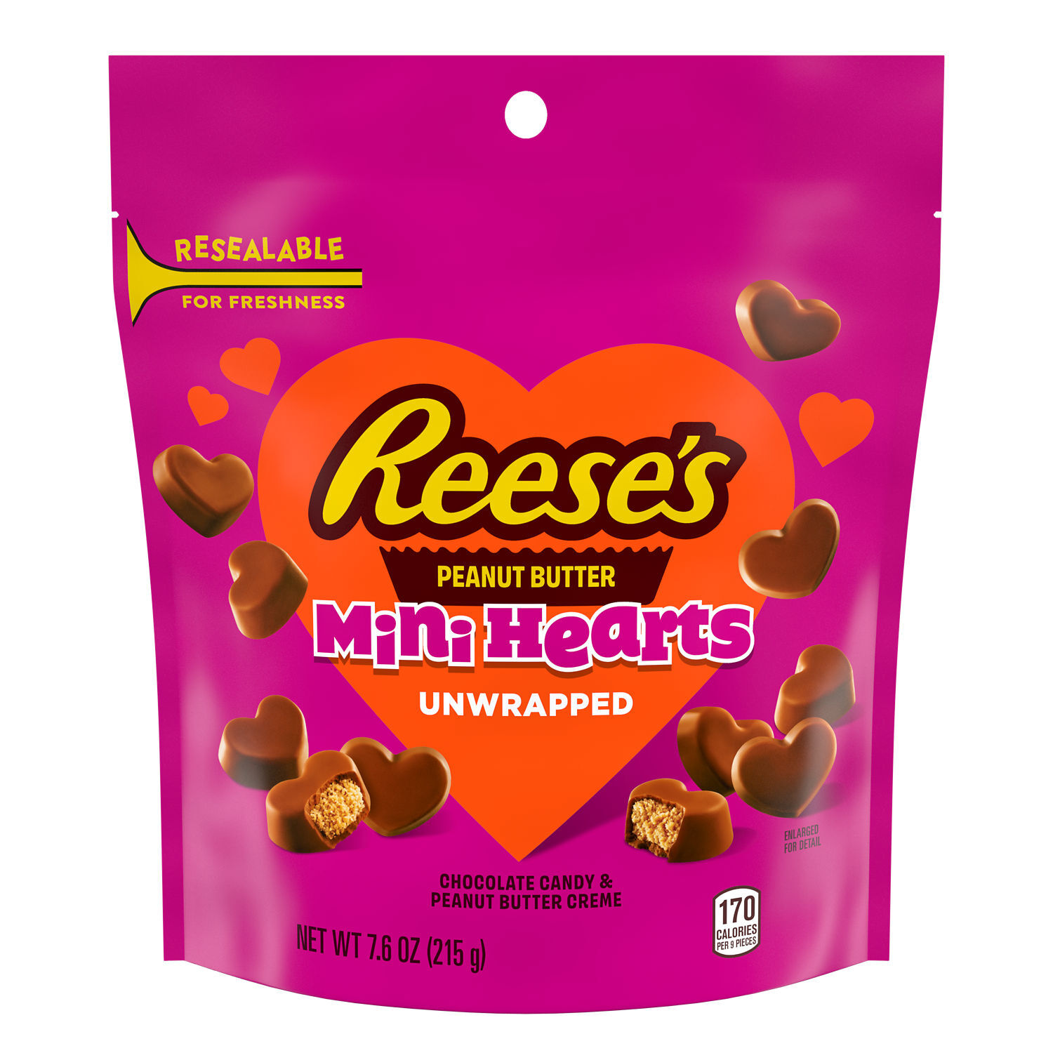 REESE’S Unwrapped Chocolate Peanut Butter Creme Mini Hearts Valentine’s Candy Bag, 7.6 oz - THE HERSHEY COMPANY
